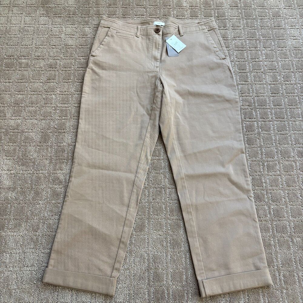 J. Jill Khaki Chino Pants Women's 10 Tan Roll Cuff Preppy Academia Office Work